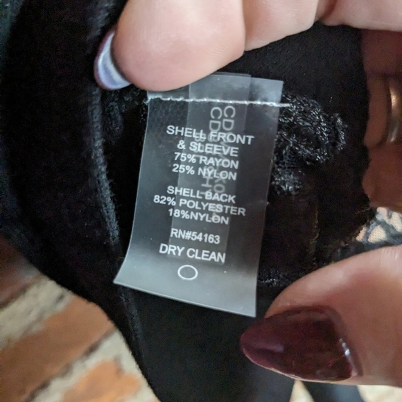 Calvin Klein Medium Black Open Front Cropped Cardigan w/ Sheer Panel Back‎ - Picture 4 of 9